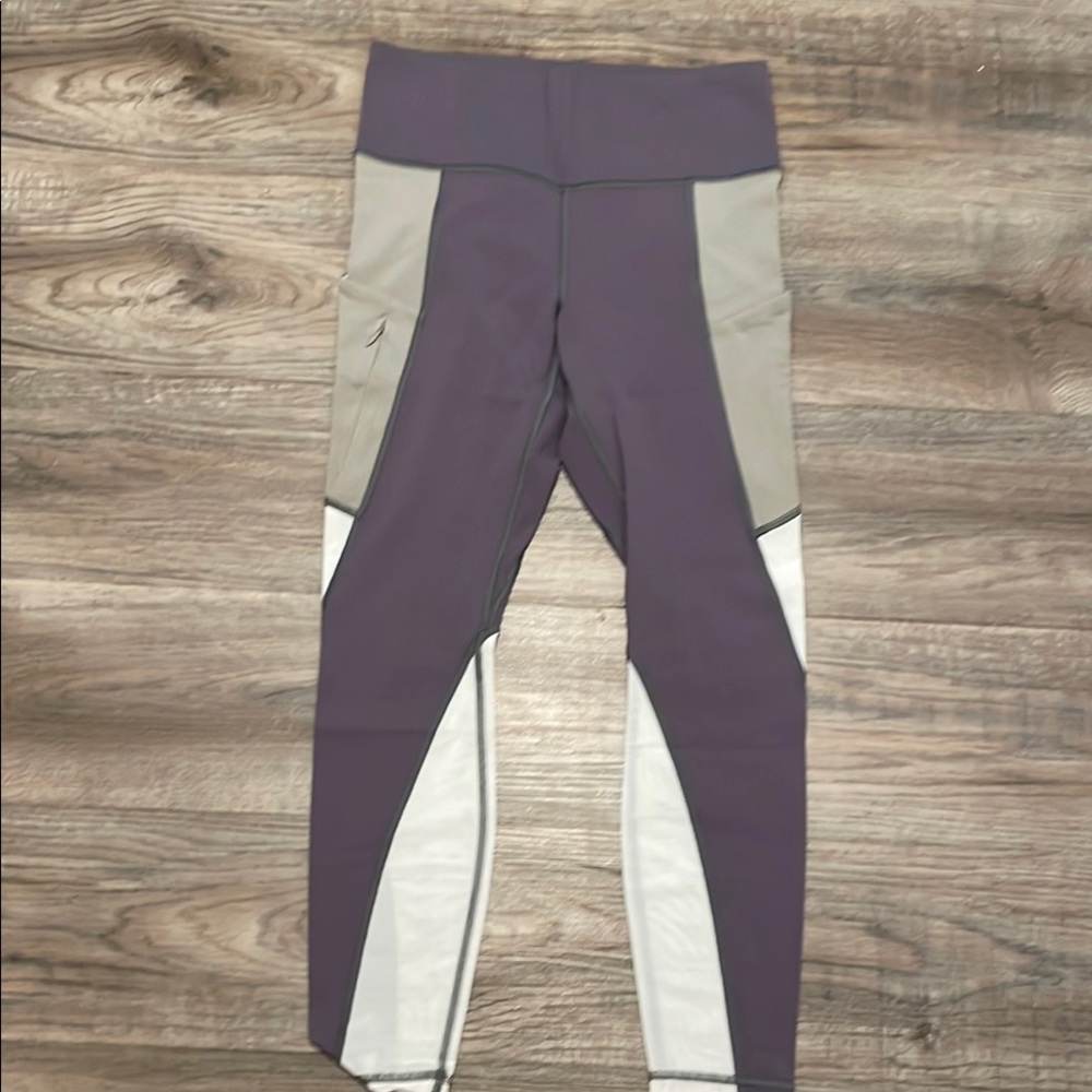 Athleta Purple and Gray Colorblock Leggings